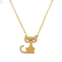 Custom Gift Personalised Gold Dainty Initial Cat Charm Pendant Necklace